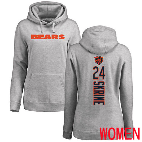 Chicago Bears Ash Women Buster Skrine Backer NFL Football #24 Pullover Hoodie Sweatshirts->nfl t-shirts->Sports Accessory